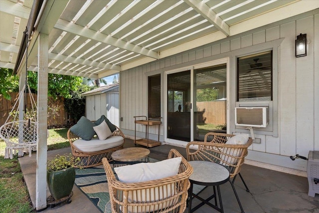 view of patio featuring a pergola