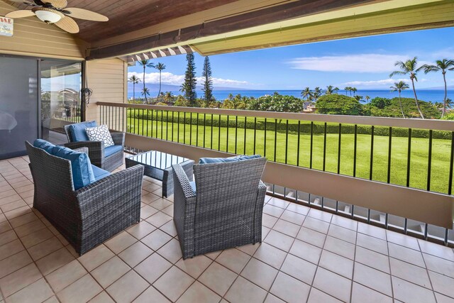 view of patio / terrace with outdoor lounge area and ceiling fan