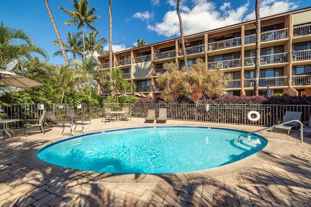 view of pool featuring a patio area