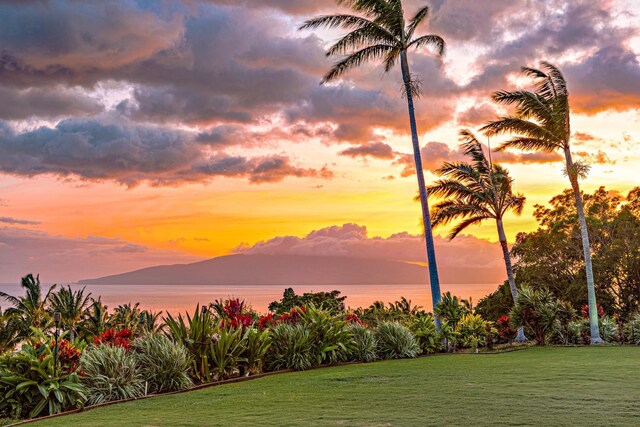 75 Wailau Pl, Lahaina, HI 96761 - yard at dusk with a water and mountain view and a yard
