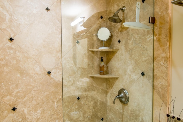 interior space with a tile shower