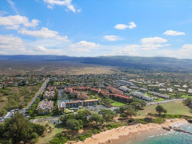 aerial view featuring a view of the beach