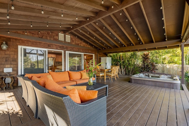 deck featuring an outdoor living space