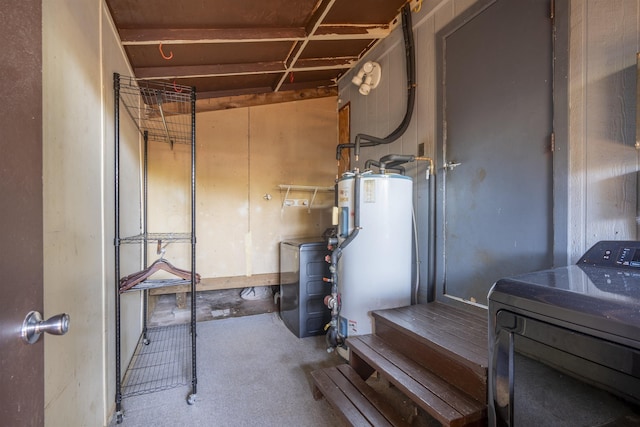 utility room with water heater