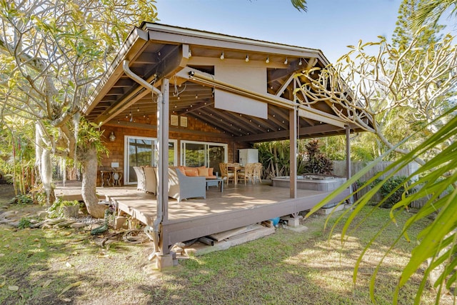 deck featuring an outdoor living space