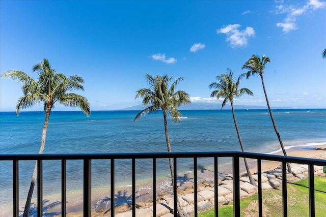 view of water feature with a view of the beach