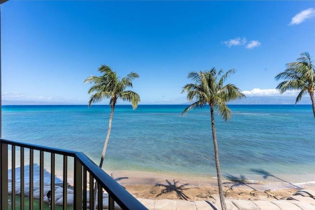 view of water feature featuring a beach view