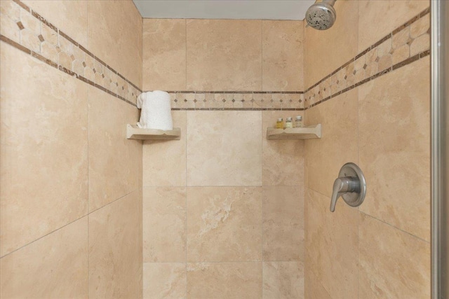 interior details featuring tiled shower