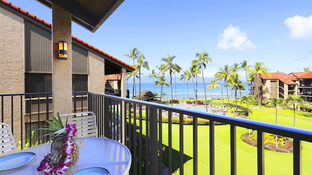 balcony with a water view