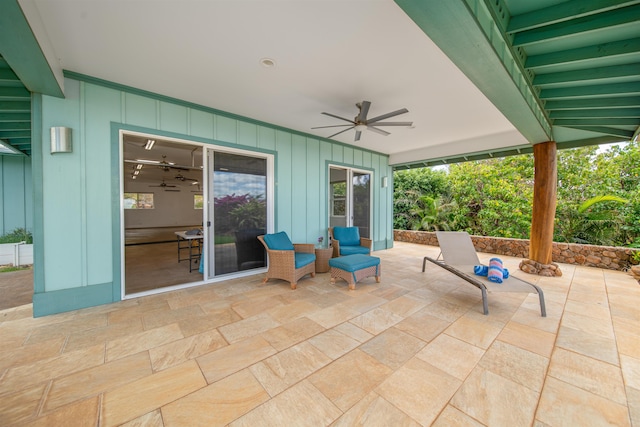 view of patio / terrace featuring ceiling fan