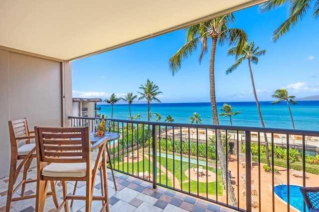 balcony with a water view