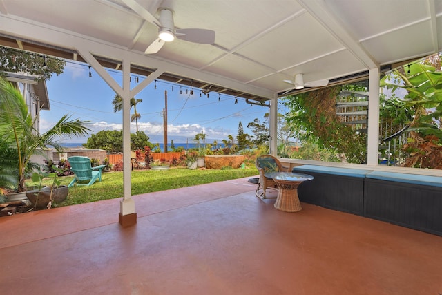 view of patio with ceiling fan