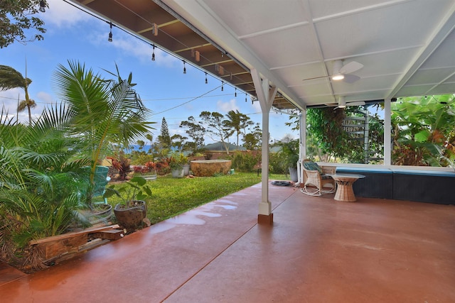 view of patio with ceiling fan