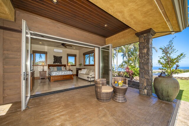 view of patio with ceiling fan