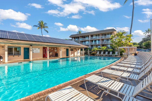 view of pool featuring a patio