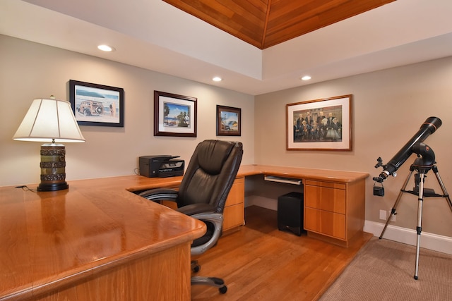 office with light wood-type flooring