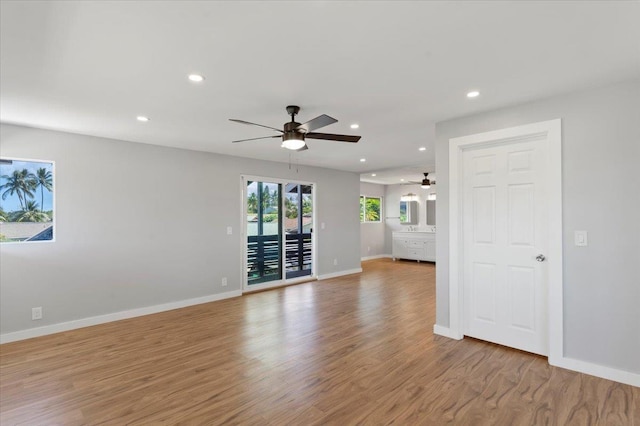 139 Mehani Pl, Kihei, HI 96753 - unfurnished room with baseboards, a ceiling fan, recessed lighting, and light wood finished floors