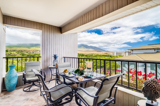 balcony with a mountain view