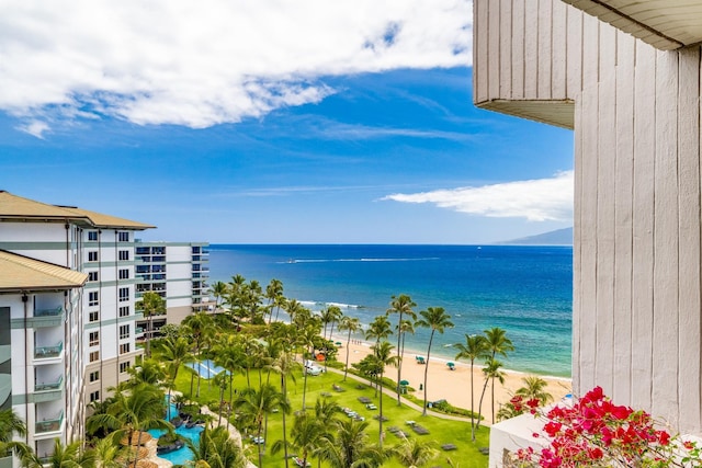 water view featuring a beach view