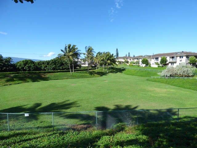 view of property's community featuring a lawn