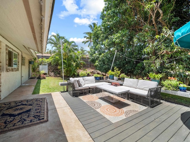 3100 Mapu Pl, Kihei, HI 96753 - fenced backyard with an outdoor living space with a fire pit and a wooden deck