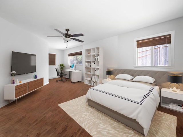 3100 Mapu Pl, Kihei, HI 96753 - bedroom featuring wood finished floors, a ceiling fan, and a desk