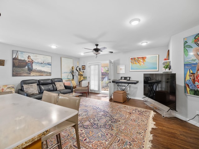 3100 Mapu Pl, Kihei, HI 96753 - living room featuring a ceiling fan and wood finished floors