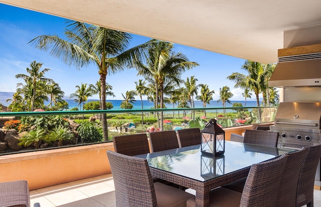 130 Kai Malina Pkwy Unit Nr202, Lahaina, HI 96761 - balcony with a water view, grilling area, and outdoor dining area
