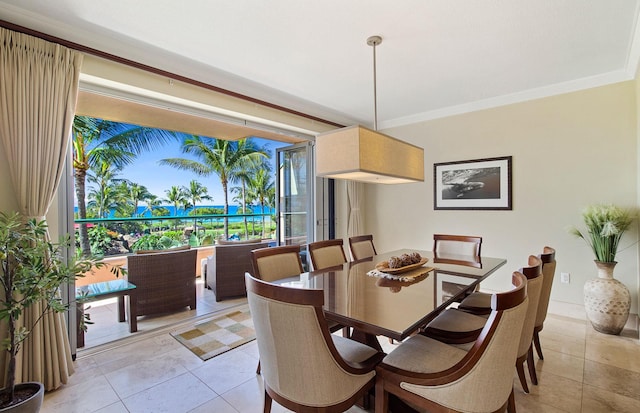 130 Kai Malina Pkwy Unit Nr202, Lahaina, HI 96761 - dining room featuring light tile patterned floors and ornamental molding