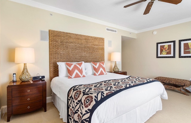 130 Kai Malina Pkwy Unit Nr202, Lahaina, HI 96761 - bedroom with carpet floors, ornamental molding, and ceiling fan