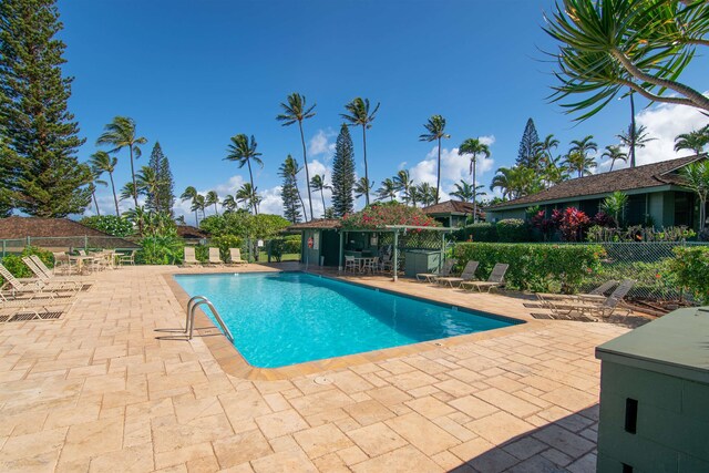 view of pool featuring a patio area