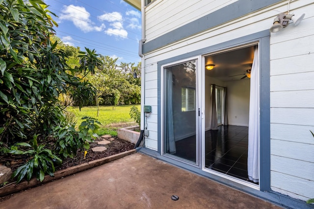 doorway to property with a patio