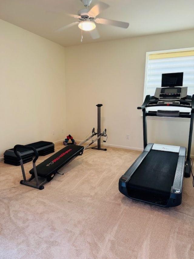 160 Kinohi Loa Loop, Wailuku, HI 96793 - exercise room with carpet flooring, a ceiling fan, and baseboards