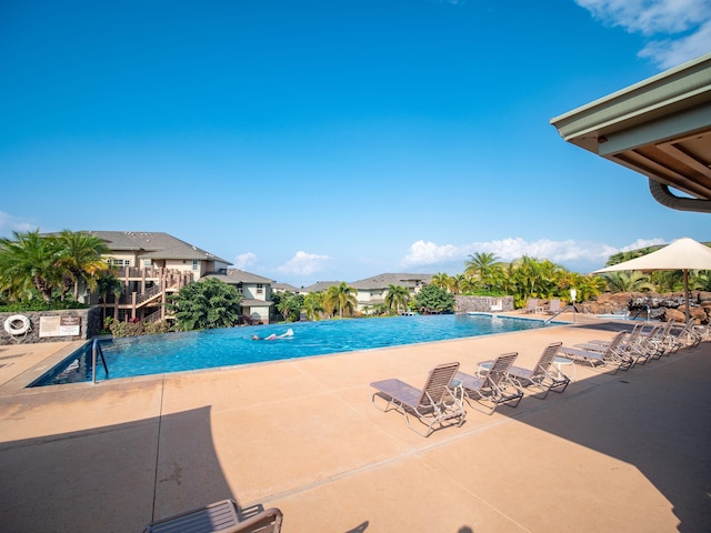 view of pool featuring a patio area