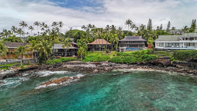 exterior space featuring a water view