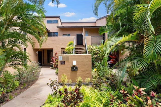 view of front of home with stucco siding