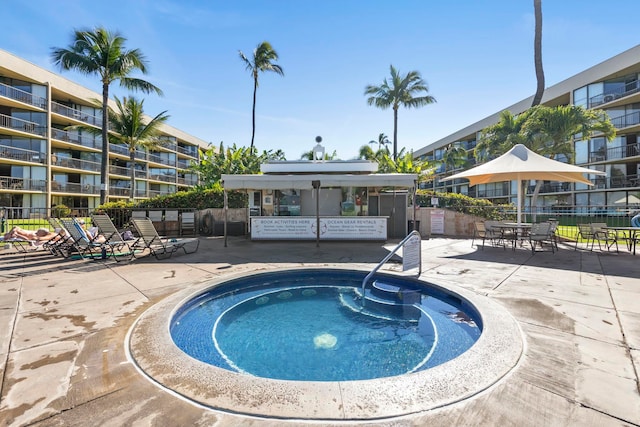 view of pool featuring a patio area