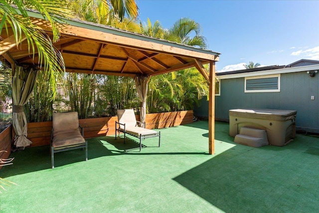 view of patio featuring a gazebo