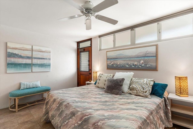 bedroom featuring ceiling fan