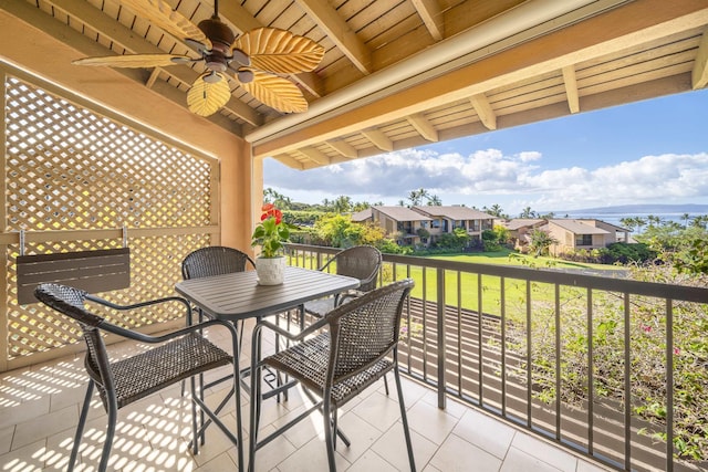 balcony with ceiling fan