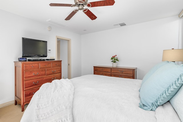 bedroom featuring carpet flooring and ceiling fan