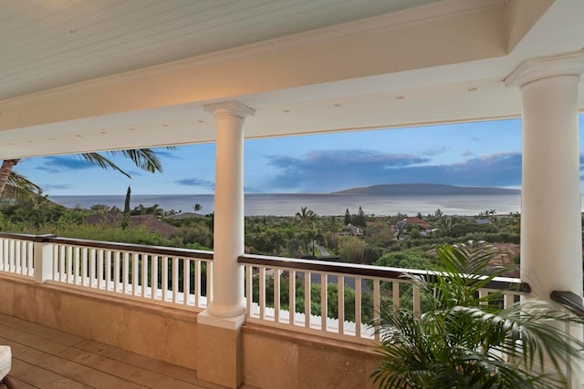 balcony with a water view