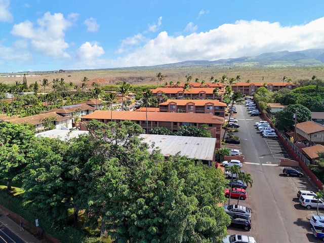 aerial view with a mountain view