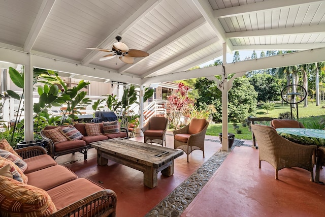 view of patio / terrace featuring outdoor lounge area and ceiling fan