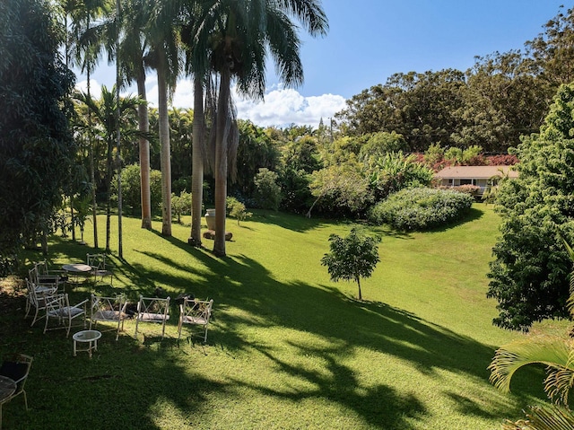 view of property's community featuring a lawn