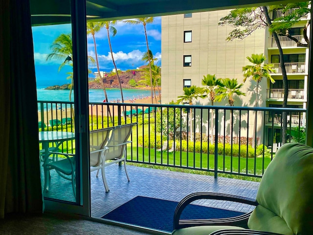 balcony with a water view
