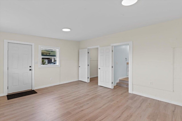 interior space with light hardwood / wood-style floors