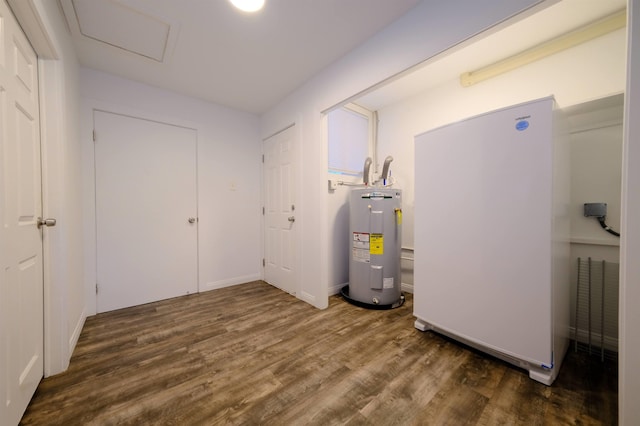 utility room with electric water heater