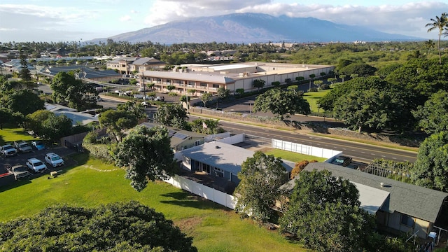 birds eye view of property with a mountain view