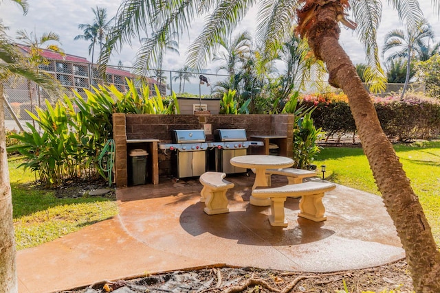 view of patio featuring area for grilling